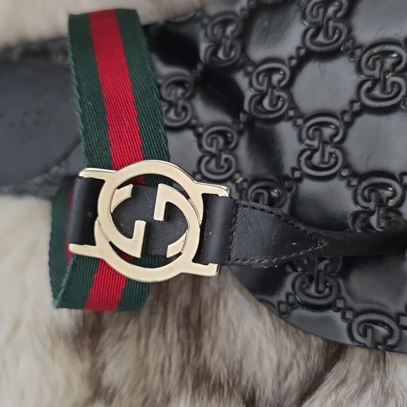 Gucci Interlocking Double G Logo Thong Flip Flap Sandals Guccissima Sz 34 IT - Picture 8 of 17